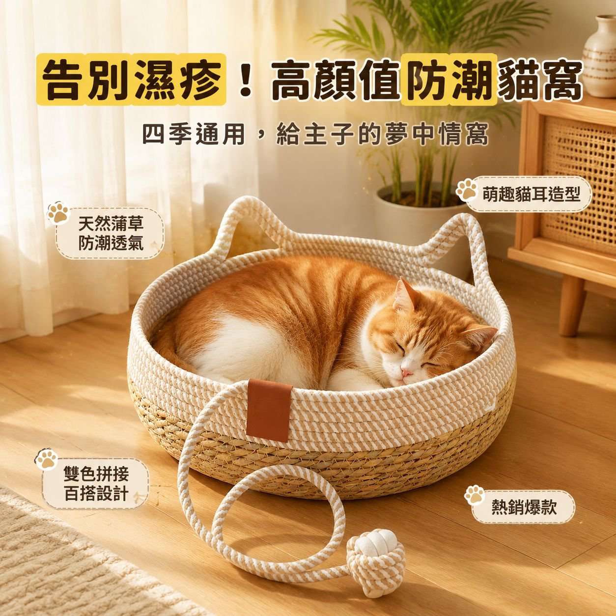 可拆卸貓抓床 四季通用寵物睡墊