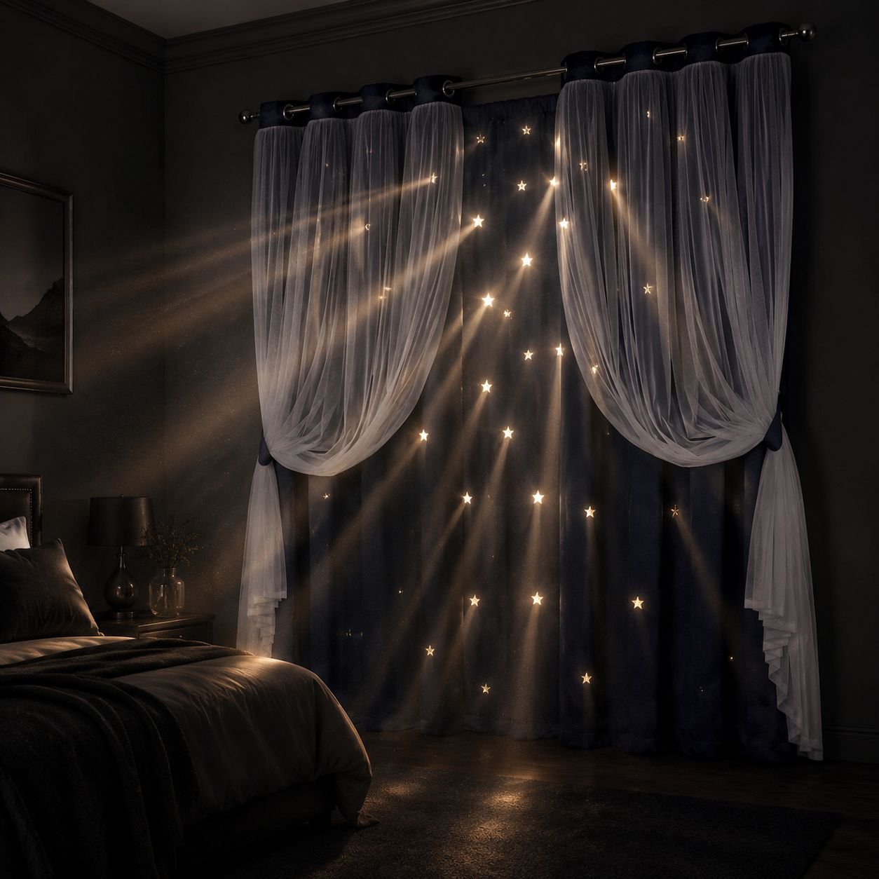 Thick blackout curtain for improved insulation