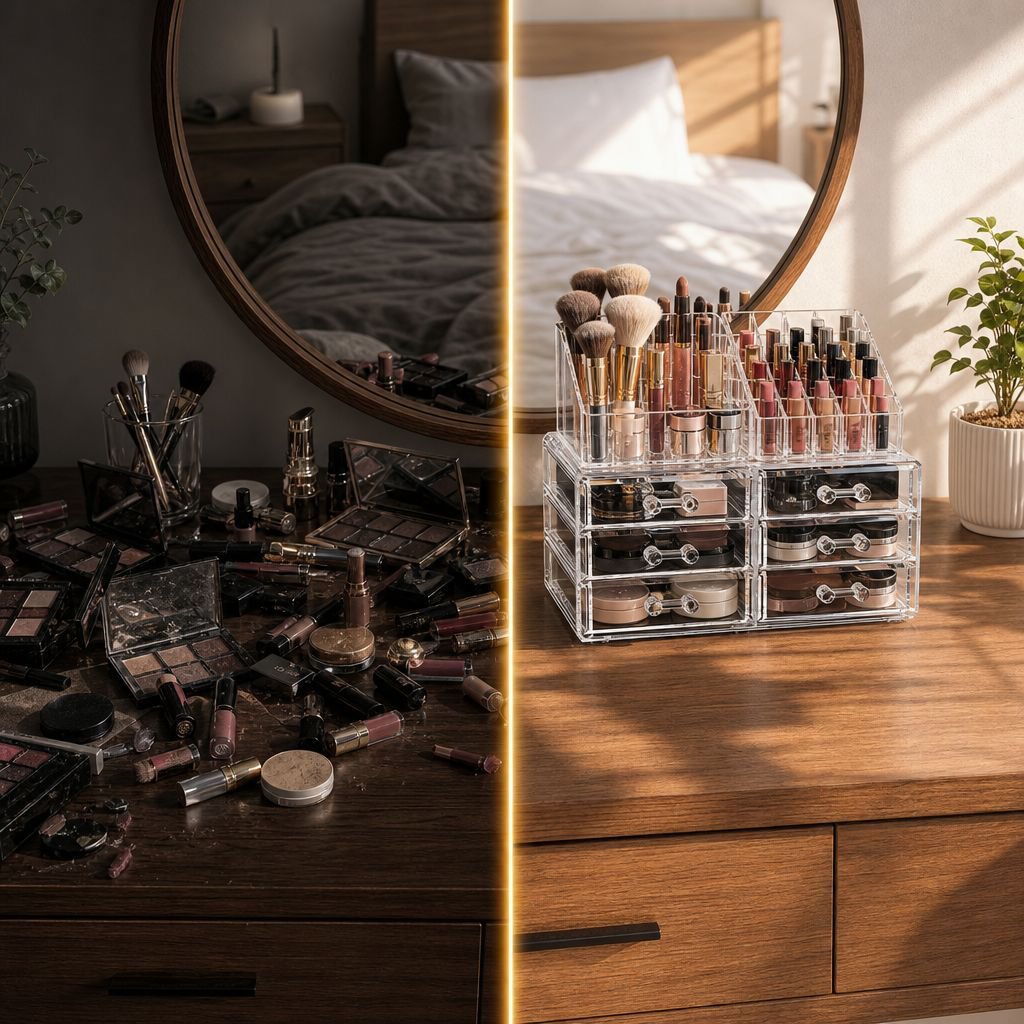Multi-layer cosmetic box for efficient storage