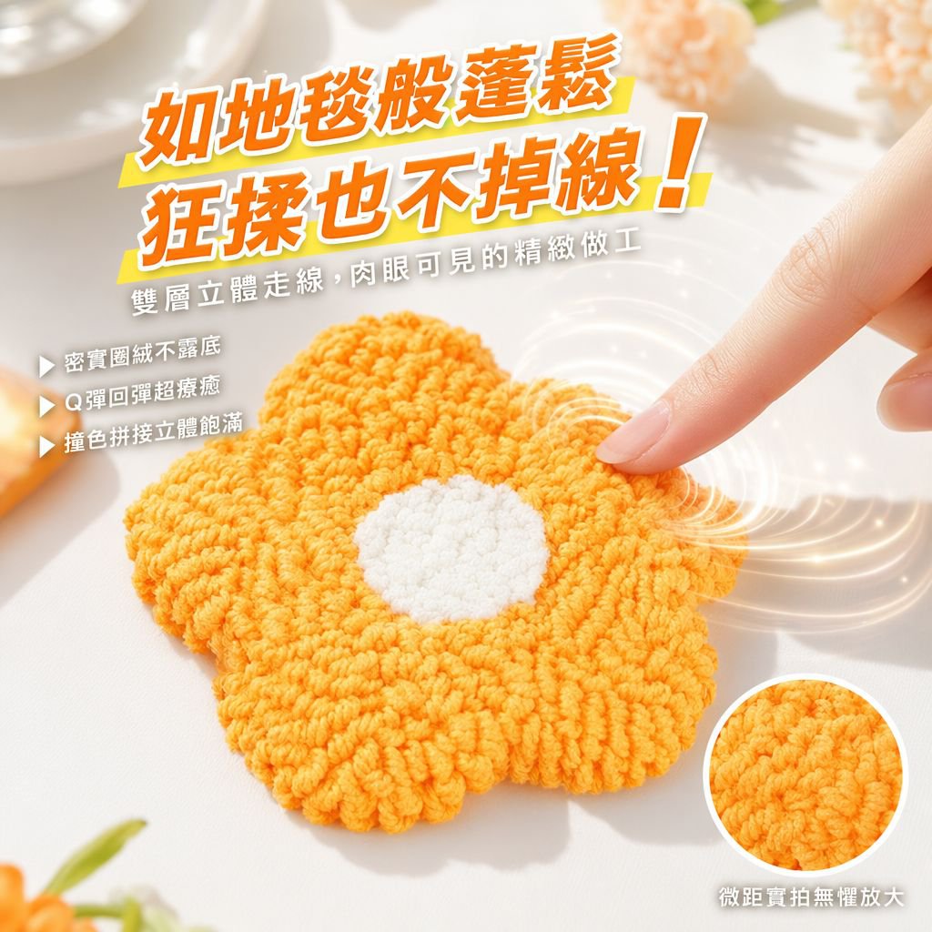 刺繡隔熱杯墊材料包，家用手工刺繡套裝