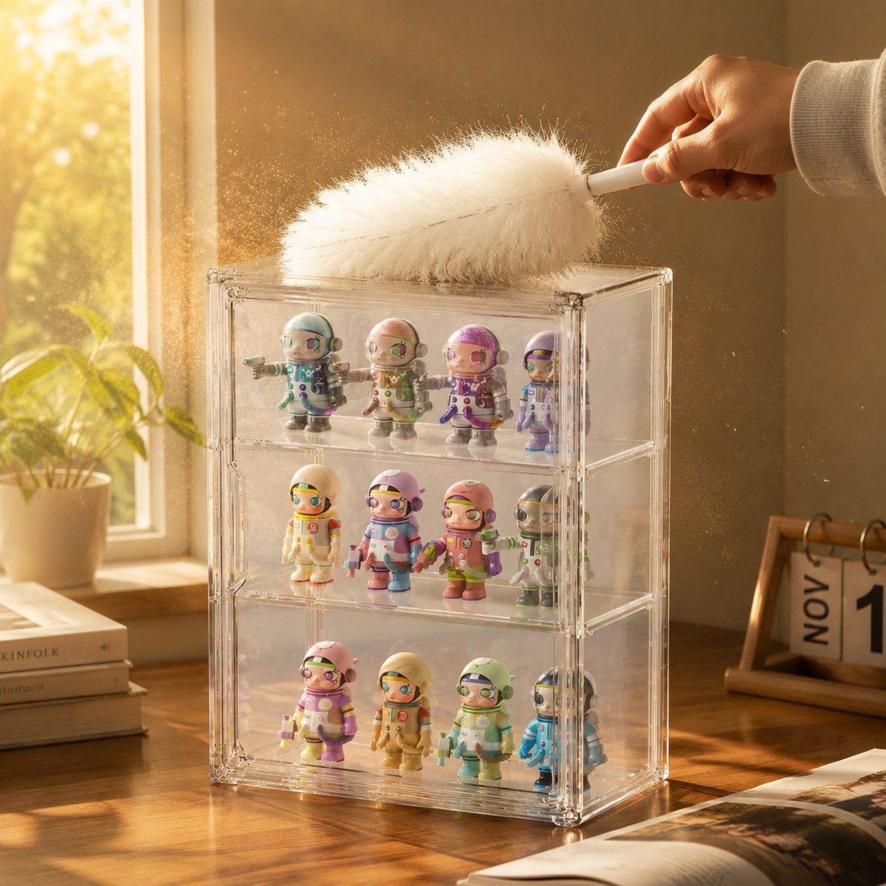 Transparent acrylic display box for collectible figures