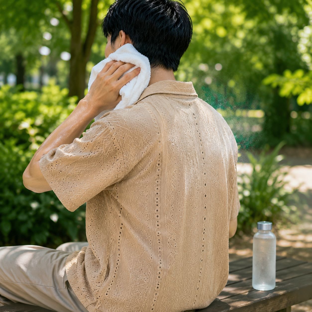 おしゃれなメンズアイスシルクシャツコーディネート