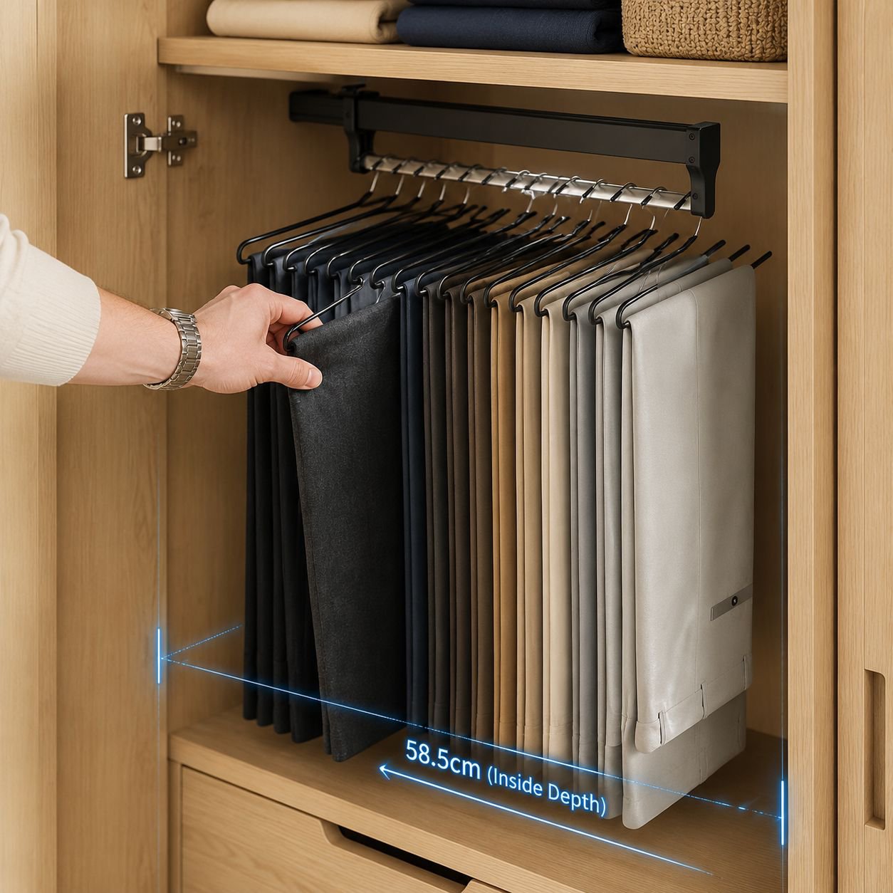 Home Closet Top Mount Retractable Multifunctional Organizer