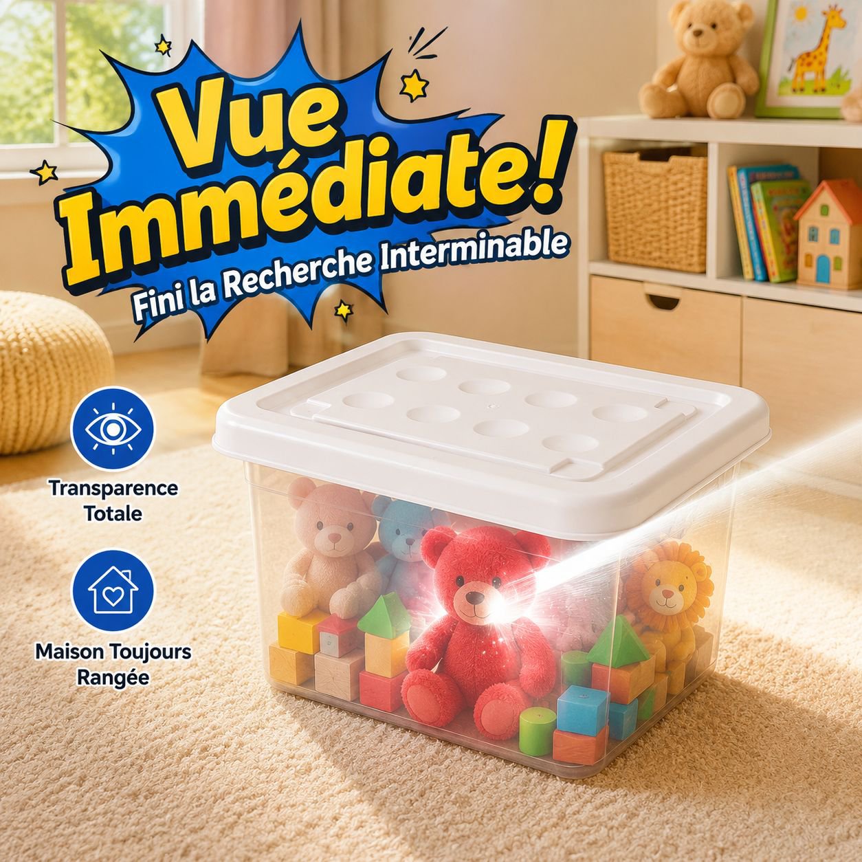 Boîte de rangement en plastique transparent