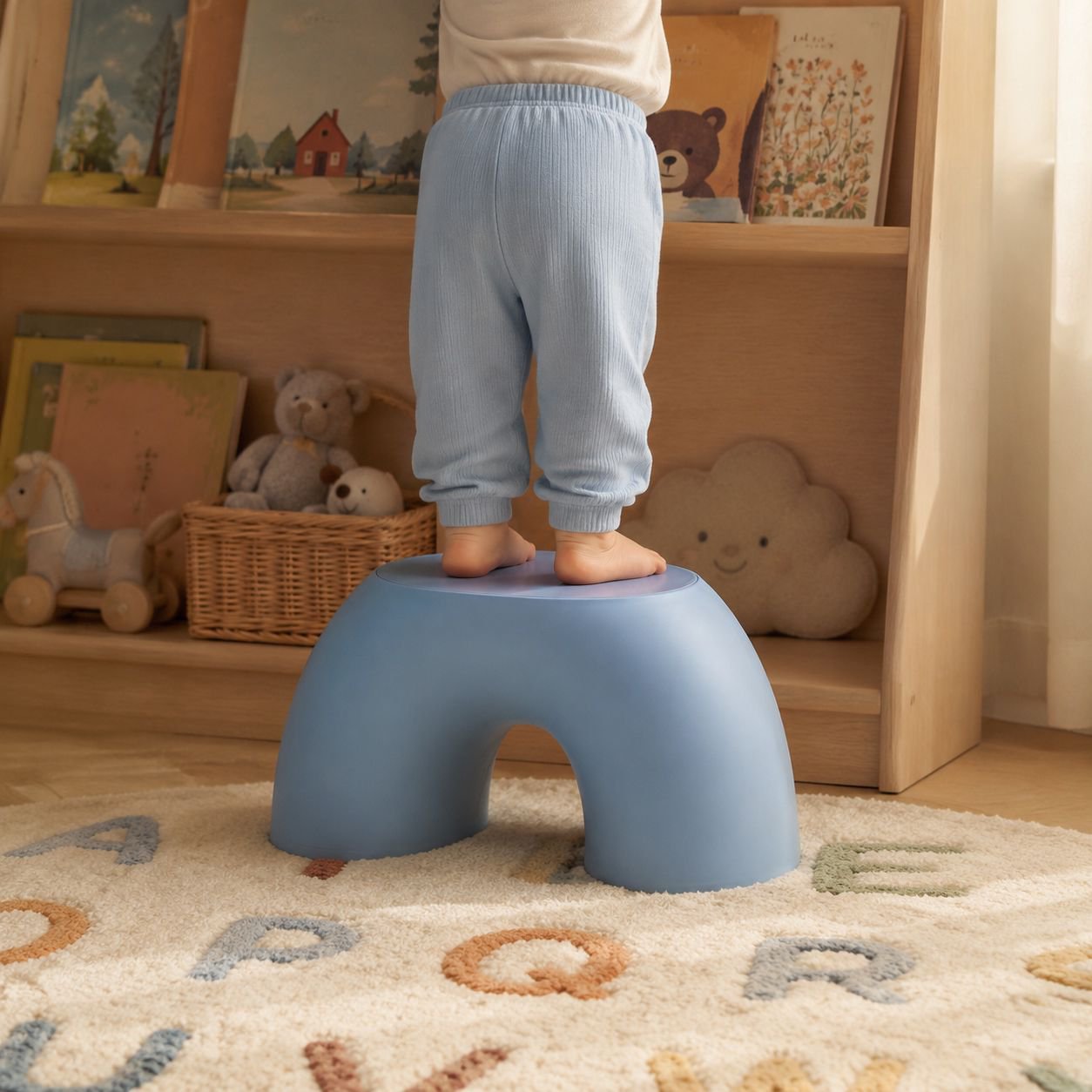 Hocker mit schlichtem und buntem Design