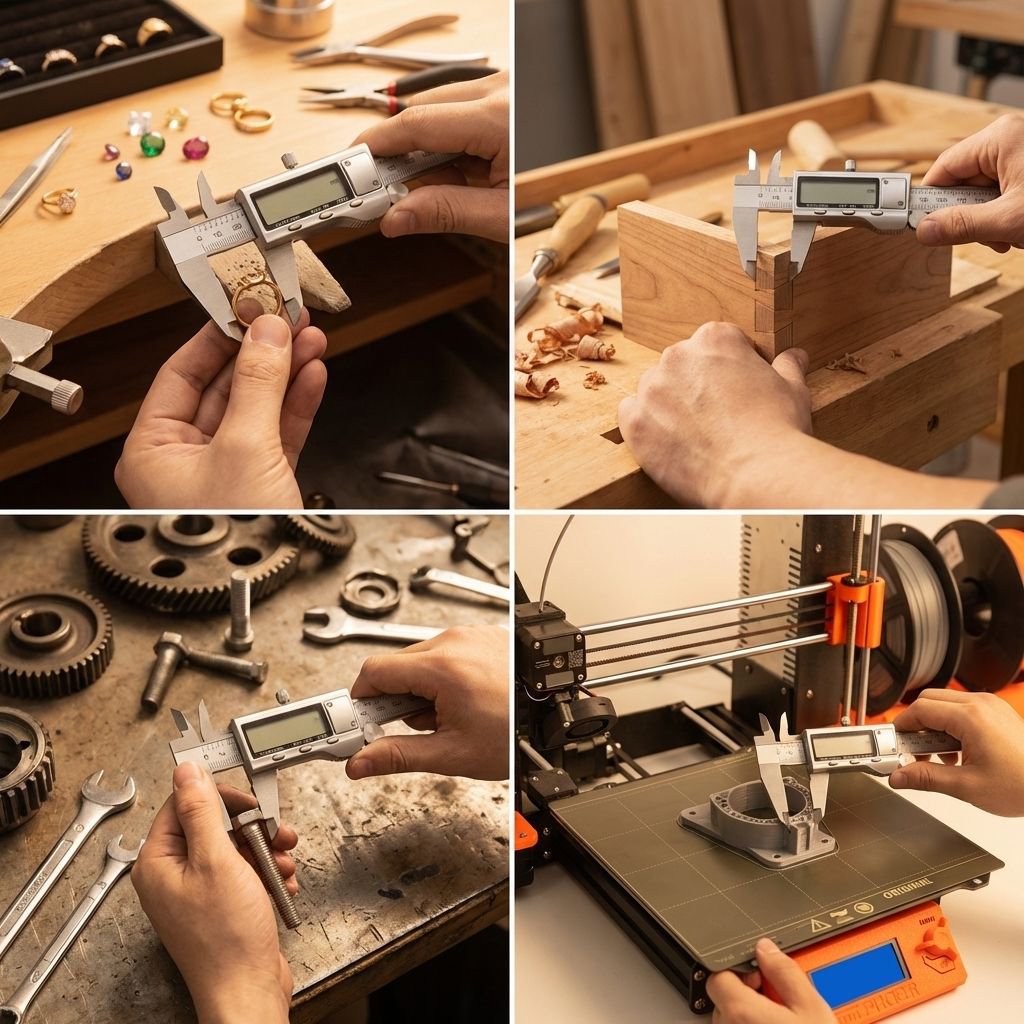Close-up of digital caliper measurement accuracy