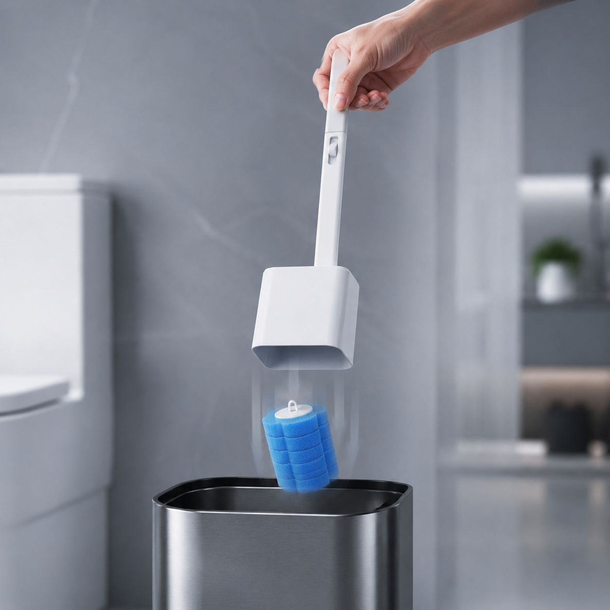 Toilet Brush with Automatic Flip Lid Design