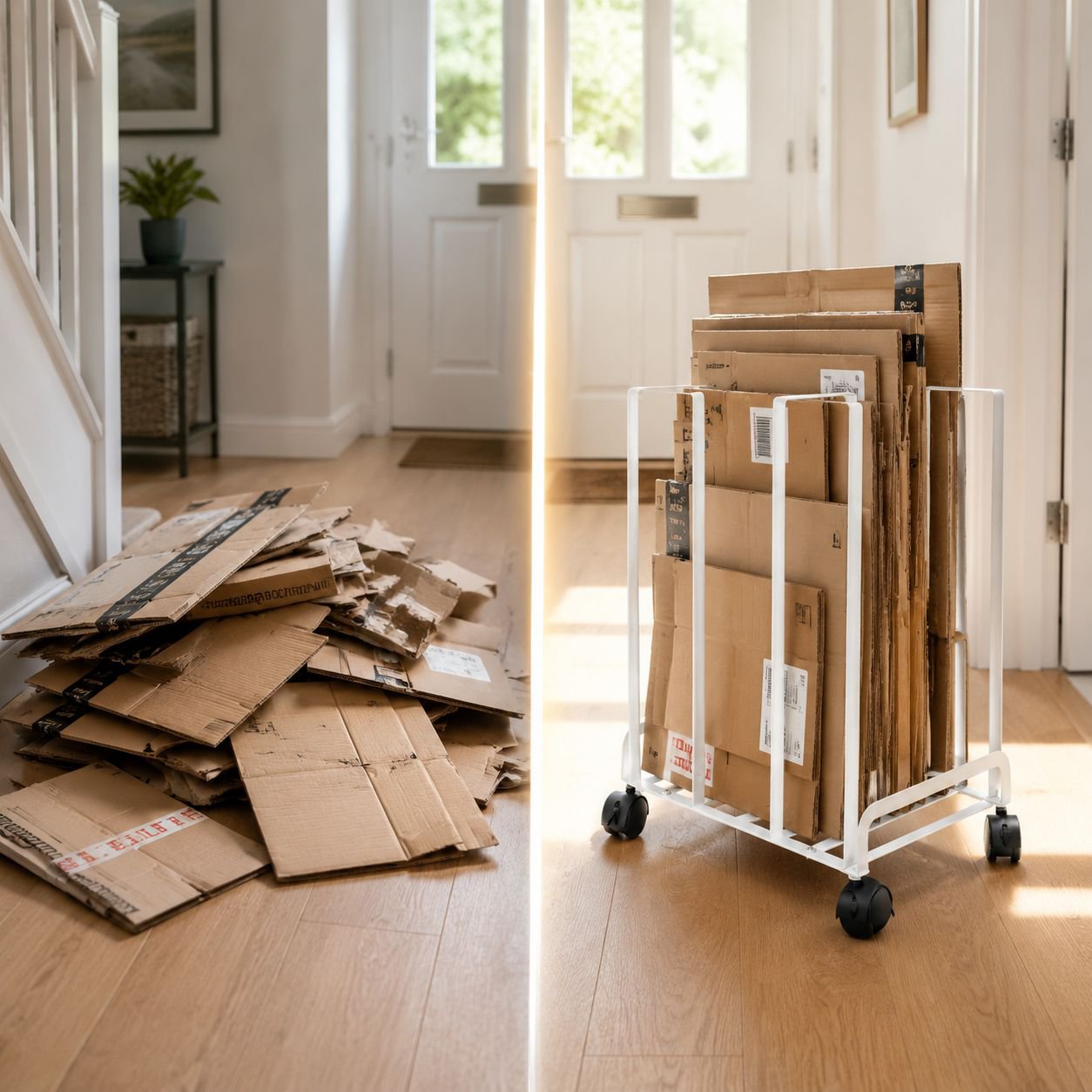 Rollable Carton Storage Stand with wheels for easy mobility