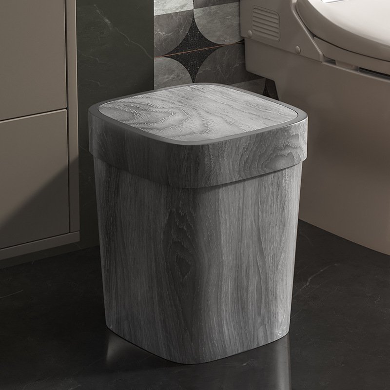 Retro Style Minimalist Wooden Texture Trash Can