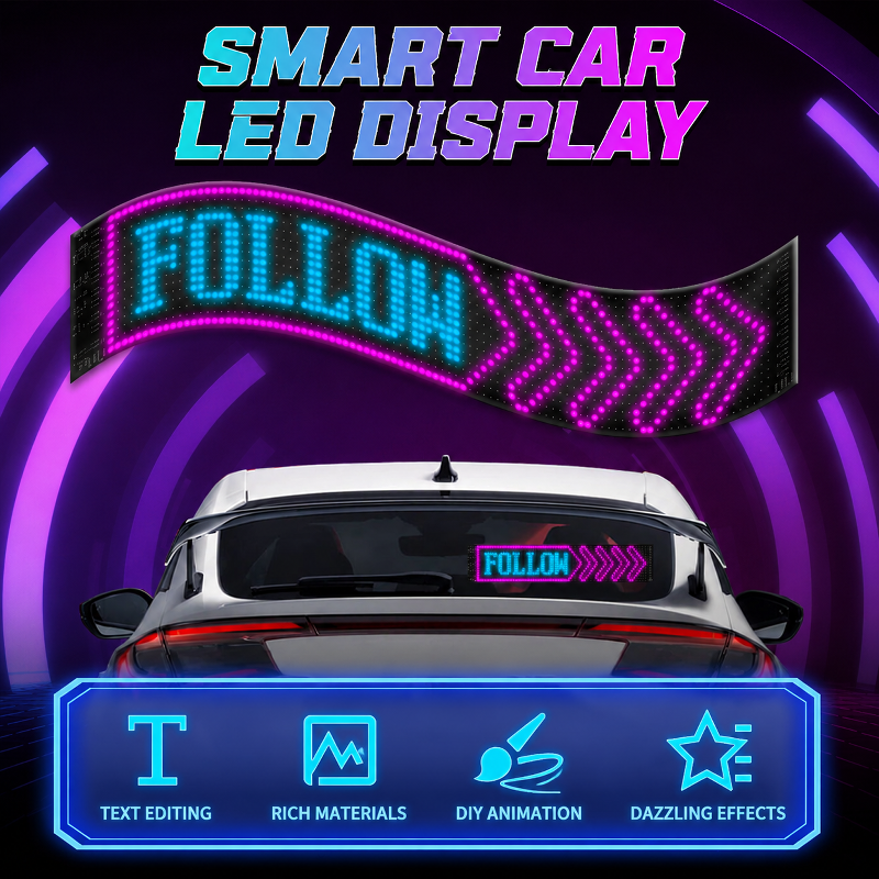 LED flexible display screen, APP Bluetooth vehicle display, advertising screen, full-color smart car