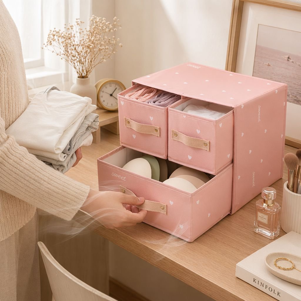 衣類を収納した布製ボックス