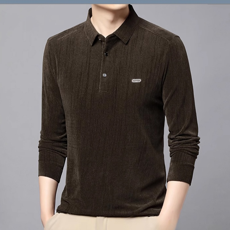 남성 라펠 긴팔 폴로 셔츠