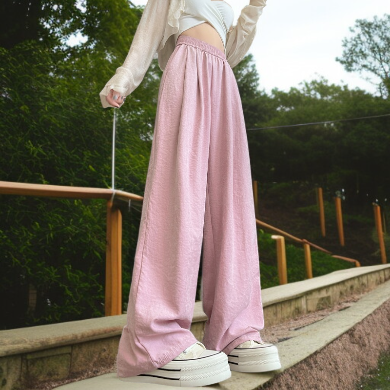 クリームムースヤマモト パンツ レディース 夏 カジュアル 多用途 ドレープ クリーム パンツ テクスチャード レイジー アイスシルク ワイドレッグパンツ