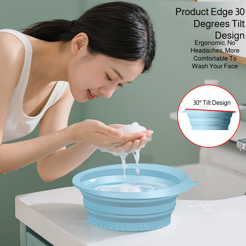 Portable Washbasin Washbasin Folding Silicone Outdoor Household