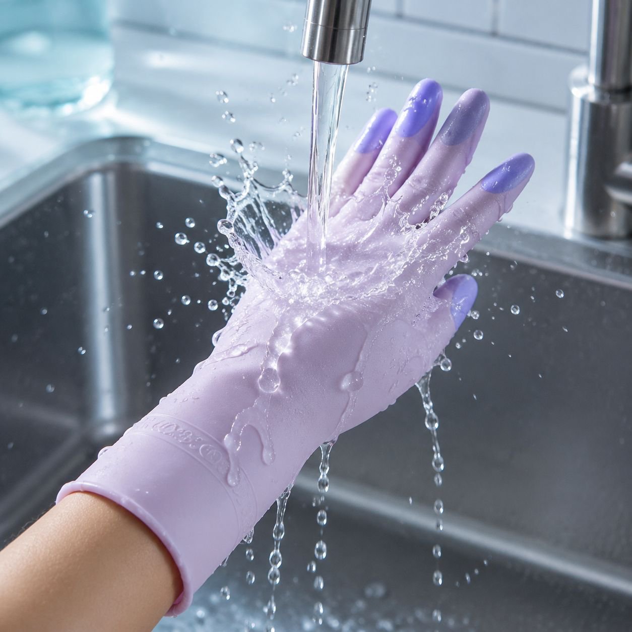 Nonslip grip kitchen gloves handling dishes