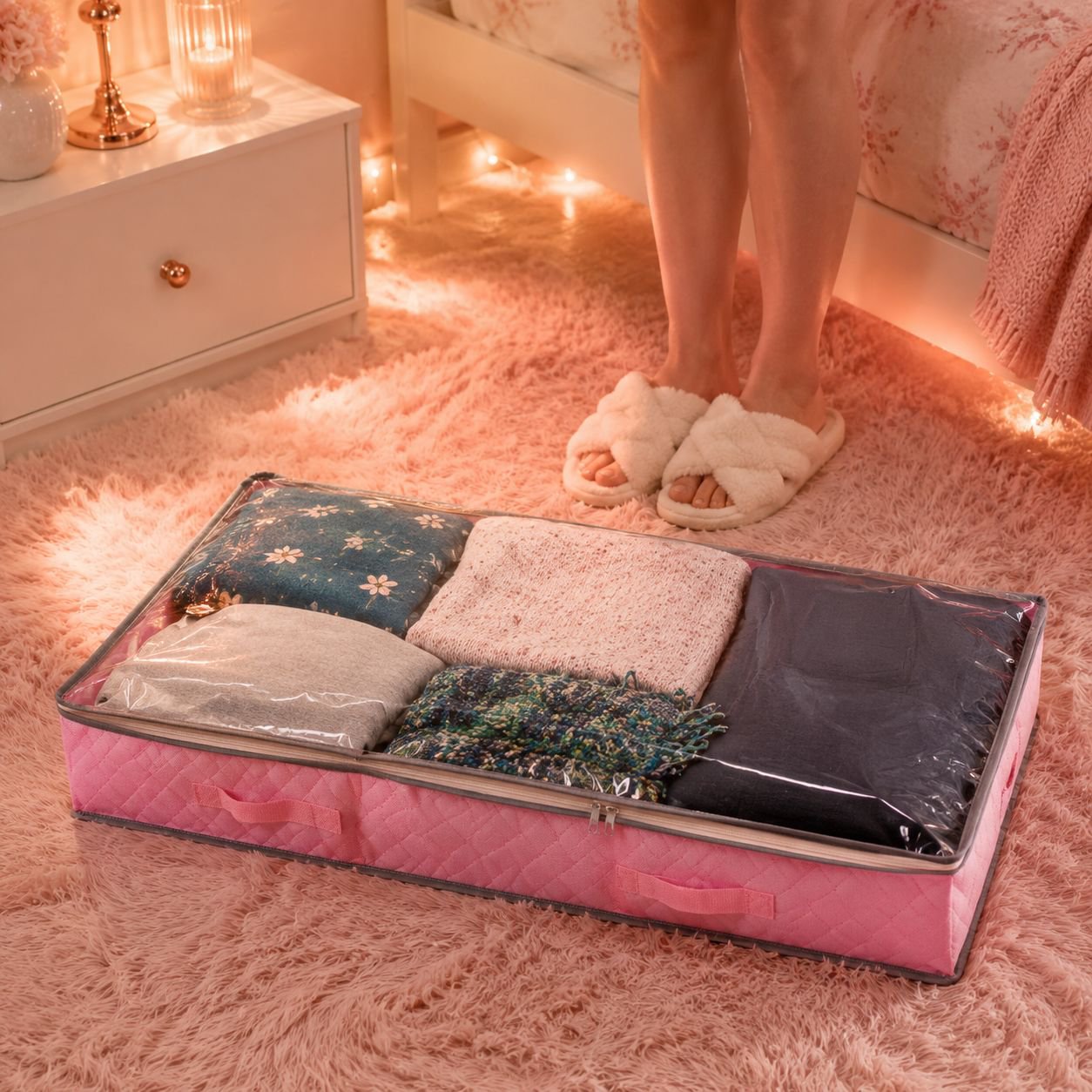 Foldable storage box for seasonal clothes