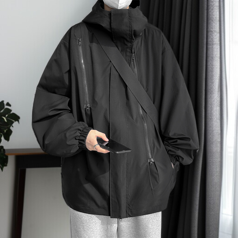 防風アウトドアジャケットのフロントデザイン