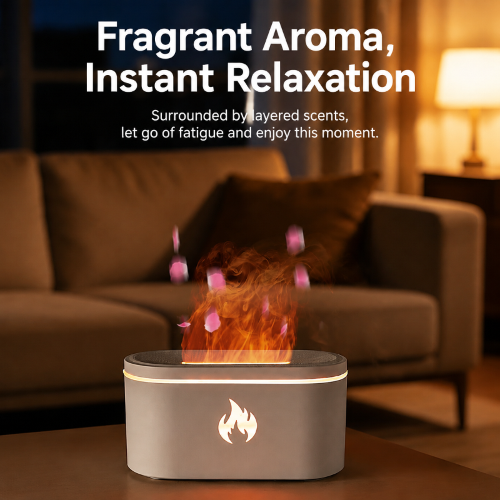 New Colorful Simulation Flame Aroma Diffuser USB Plug-in Home Desktop Ambient Night Light Atomizing 