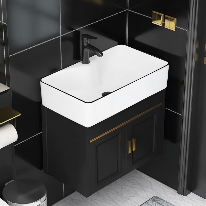 Ceramic integrated basin for bathroom cabinet