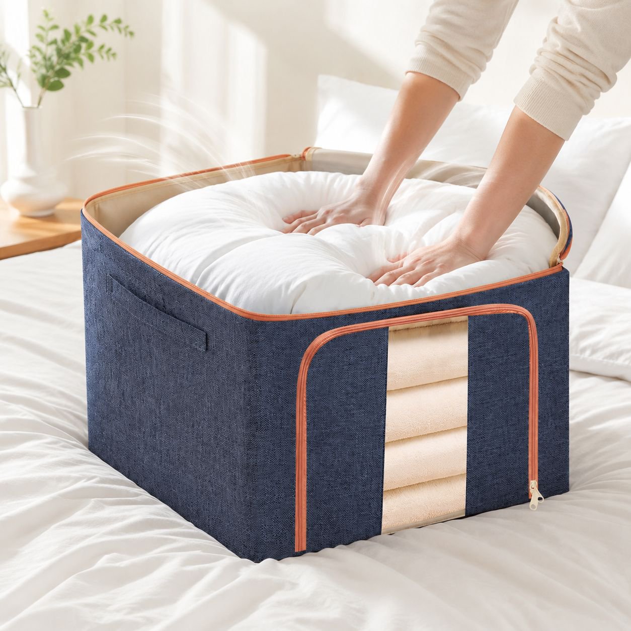 Modern storage solution with cotton and linen design