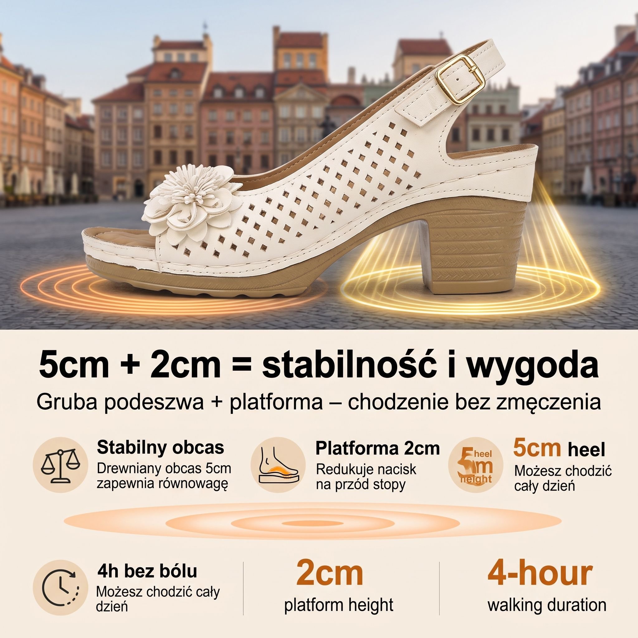 Kwiatowe sandały na wysokim obcasie (damskie)