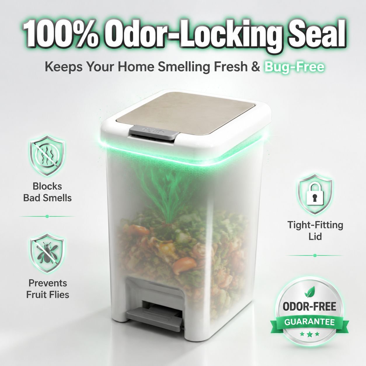 Household Odor-Proof Pedal Trash Bin with Lid