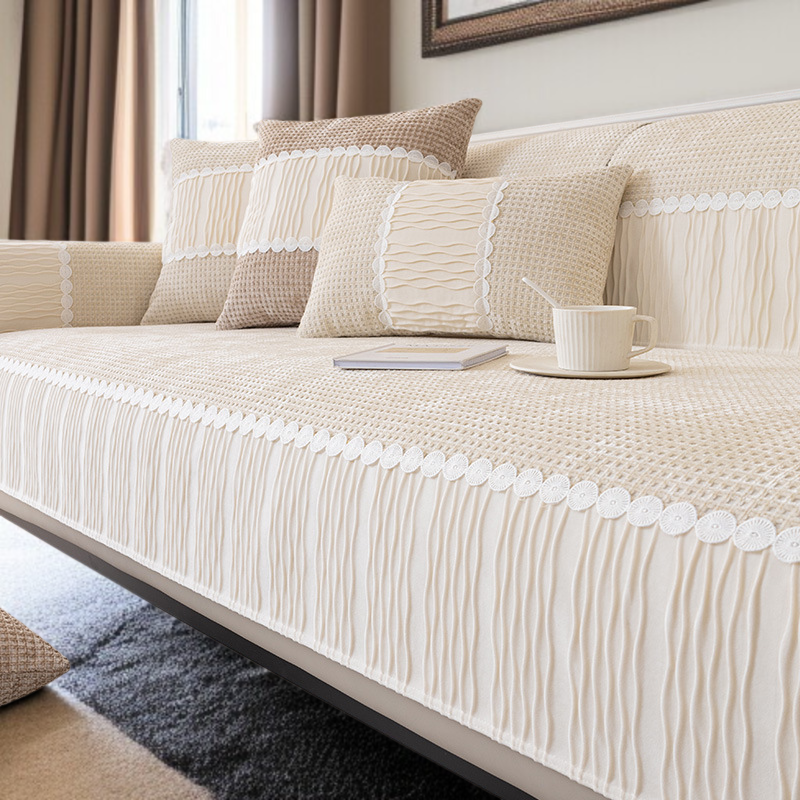 셰니어 와플 소파 패드 크림 컬러 전체 사진