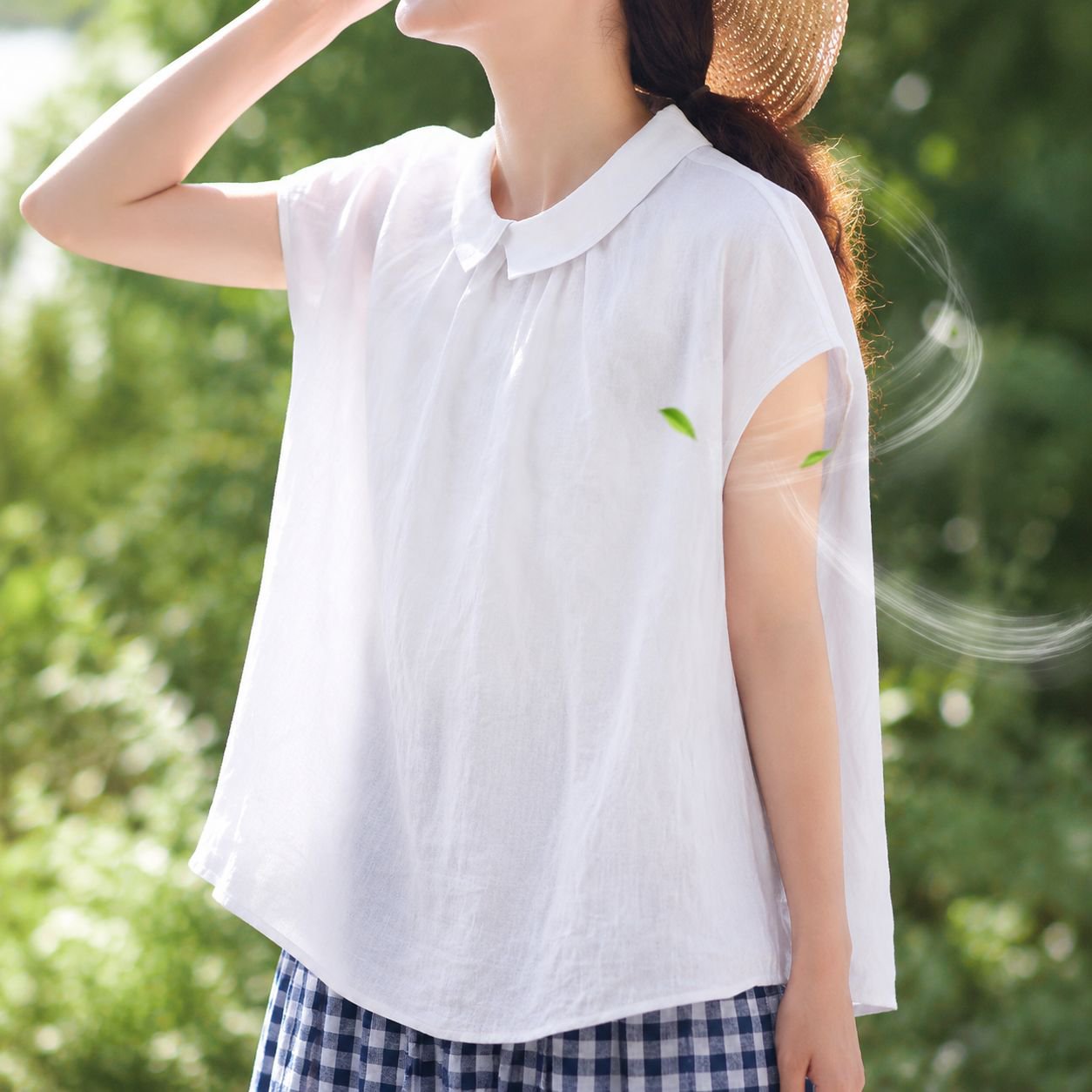 春夏にぴったりな涼しいリネンシャツ着用例