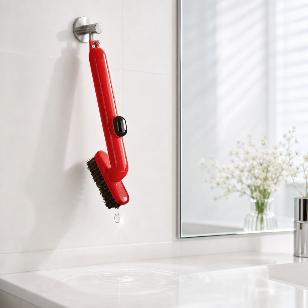 Brosse de nettoyage pour fentes de salle de bain avec réservoir à liquide