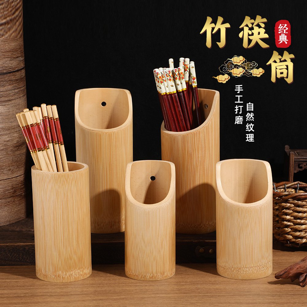 Soporte de bambú para palillos y utensilios