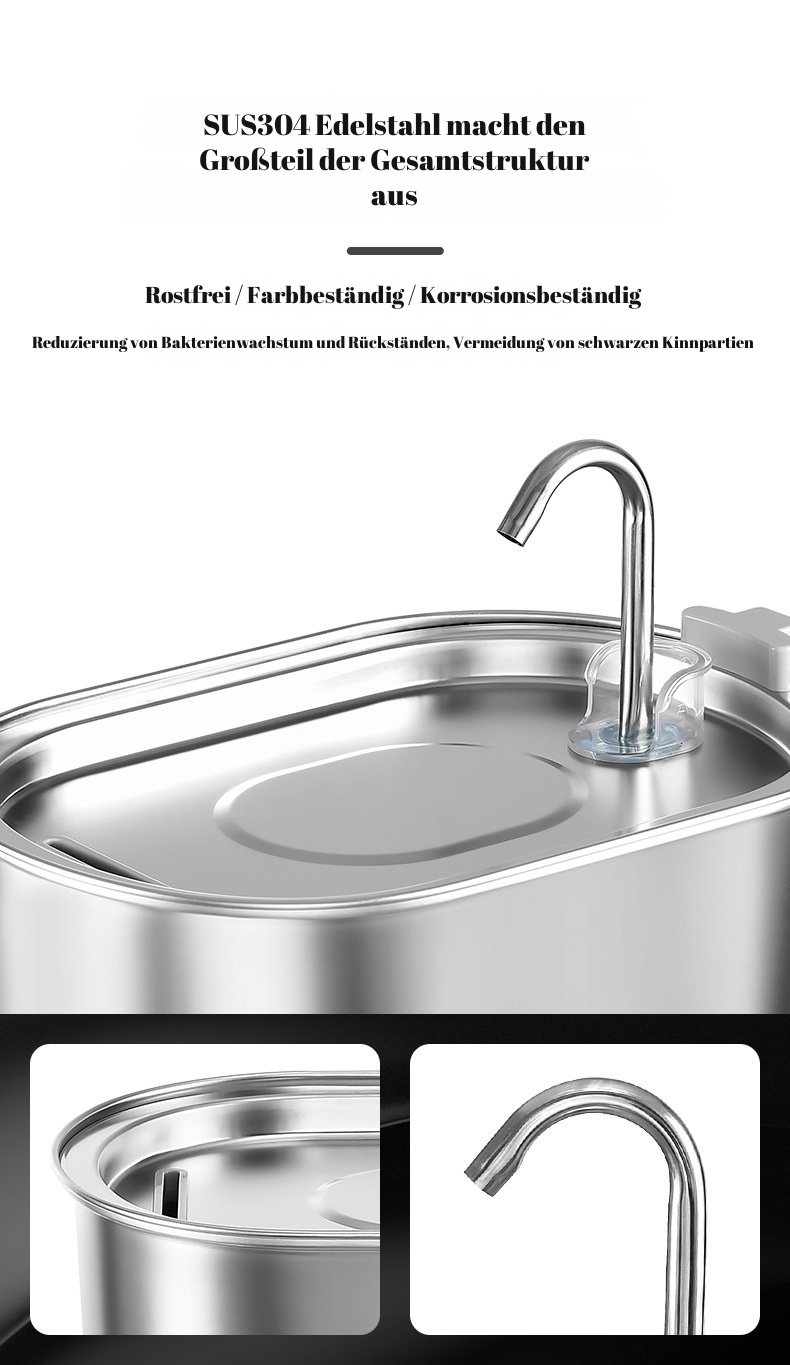 Trinkbrunnen aus Edelstahl für Katzen