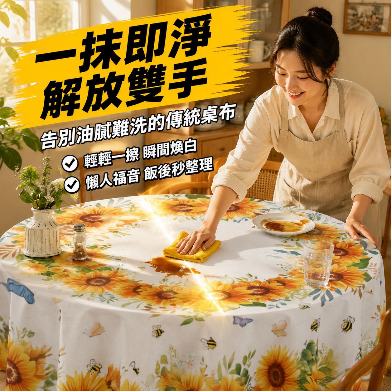 歐式印花植物花卉圓形桌布