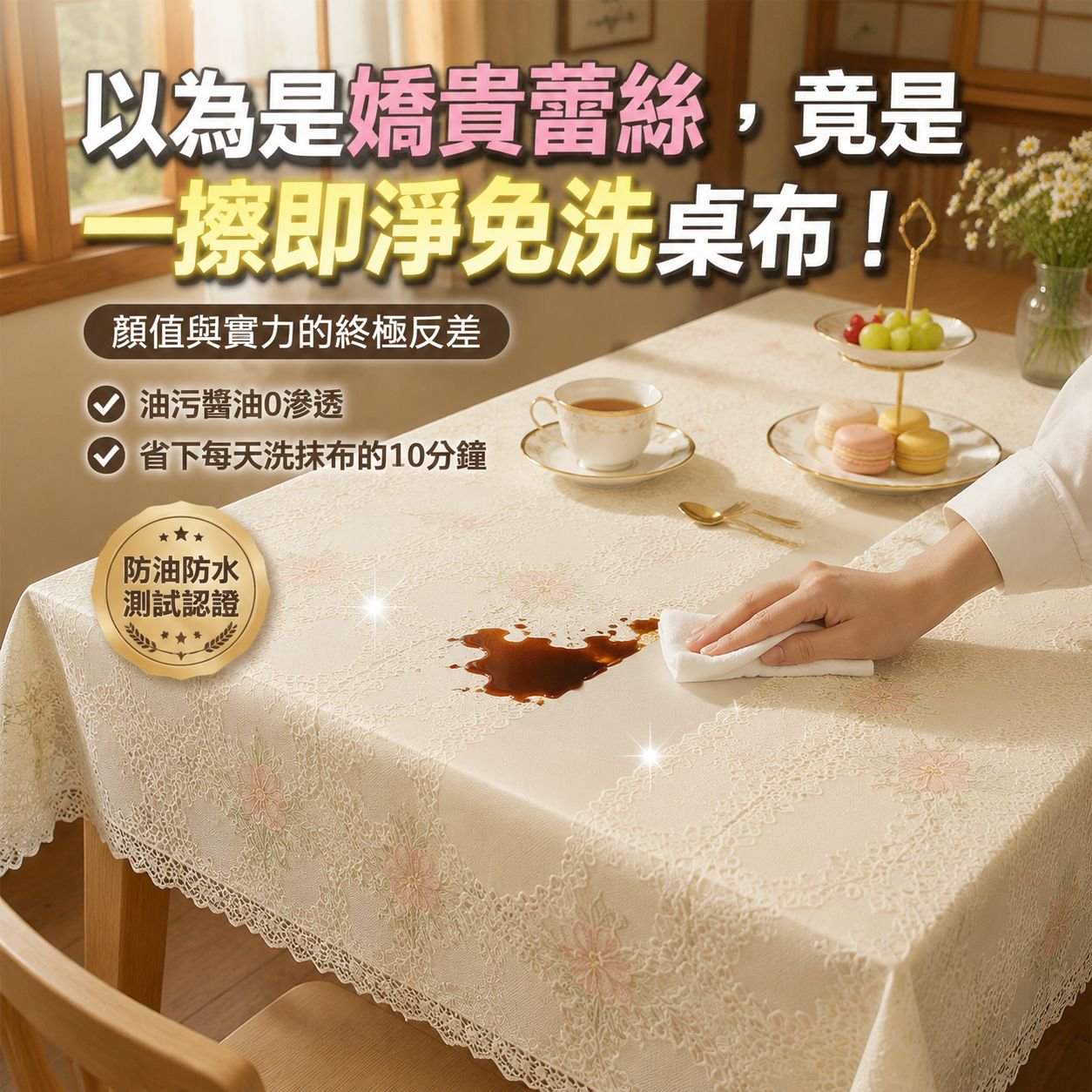 防水防油蕾絲桌布免洗布藝茶几墊 學生餐桌墊