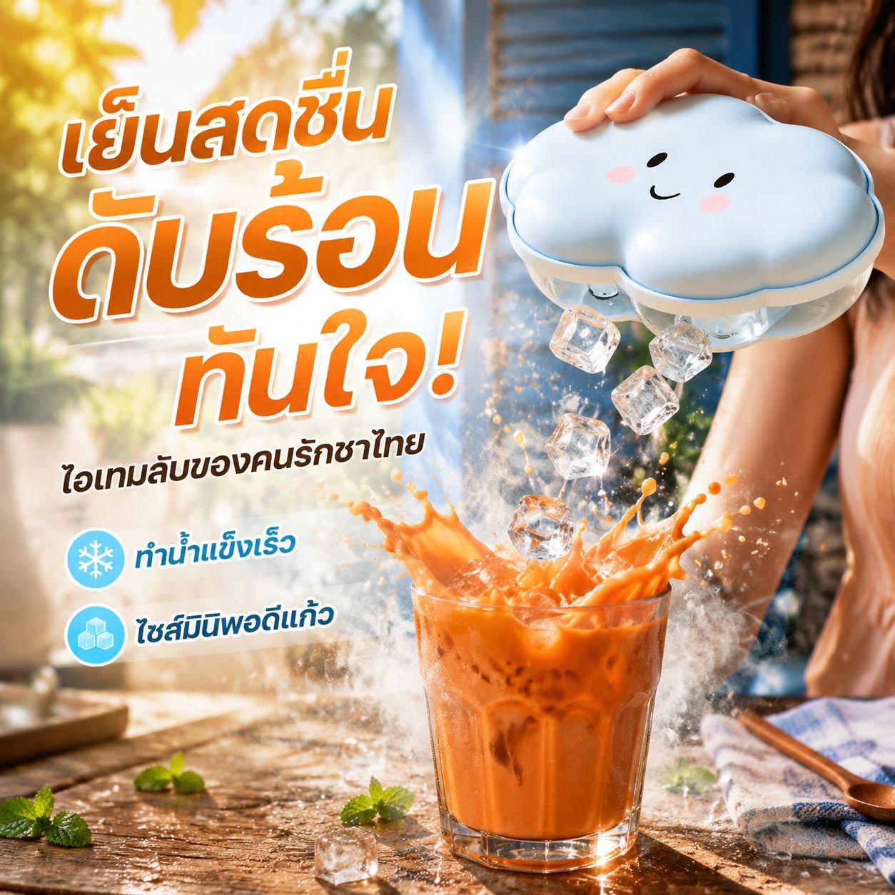 แม่พิมพ์ทำน้ำแข็ง 6 ช่อง แบบพกพา สำหรับใช้ในบ้าน