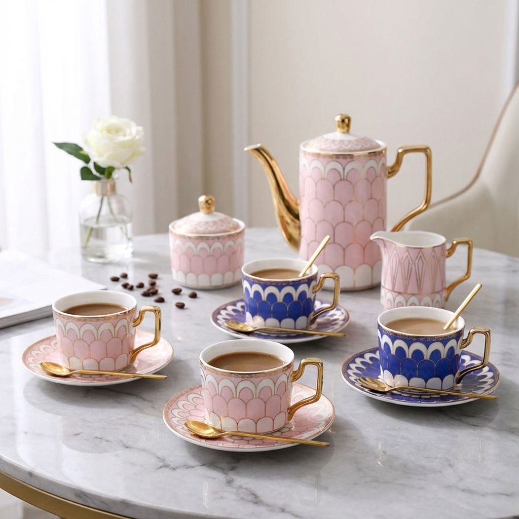 高級セラミック製コーヒーカップ＆ソーサーセット