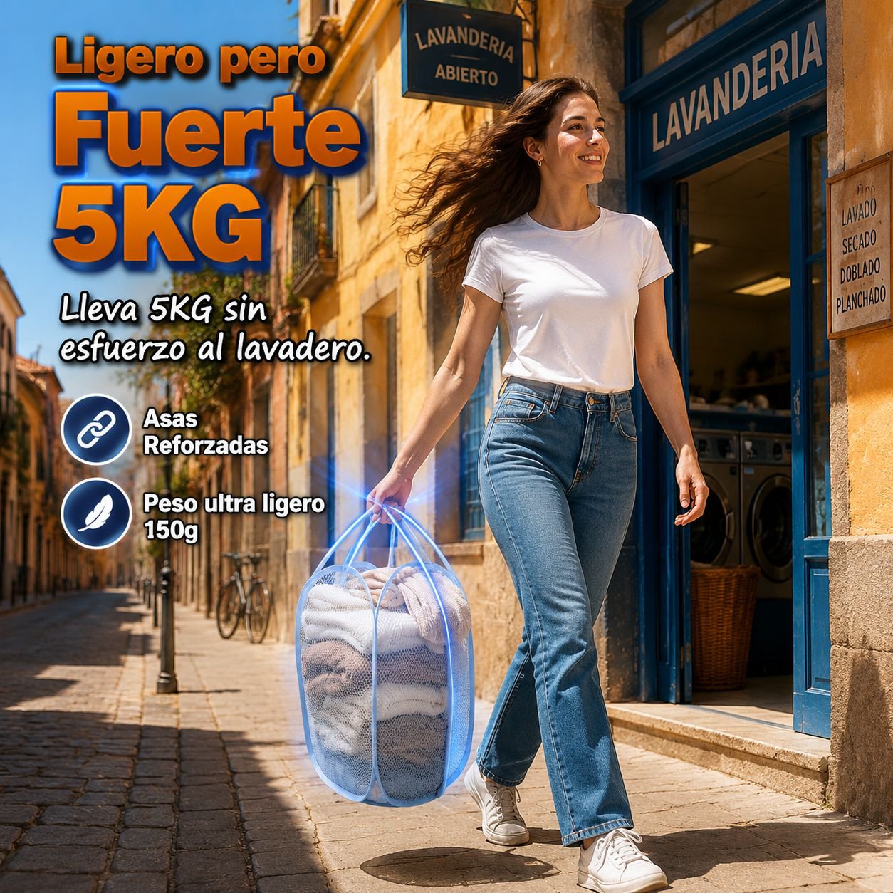 Cesta de ropa plegable y transpirable