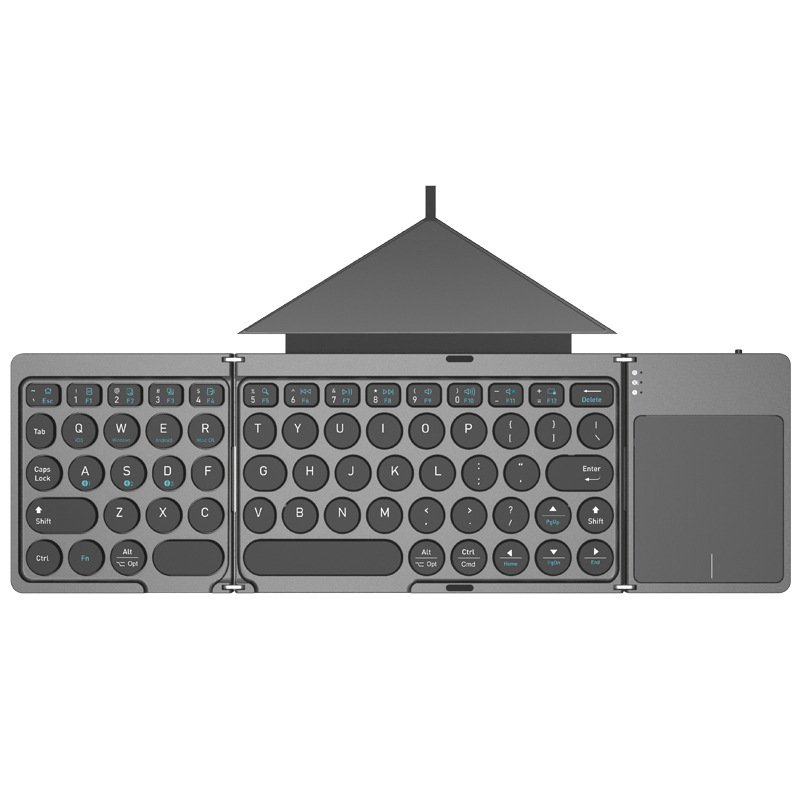 Leather covered three fold wireless Bluetooth keyboard with touchpad