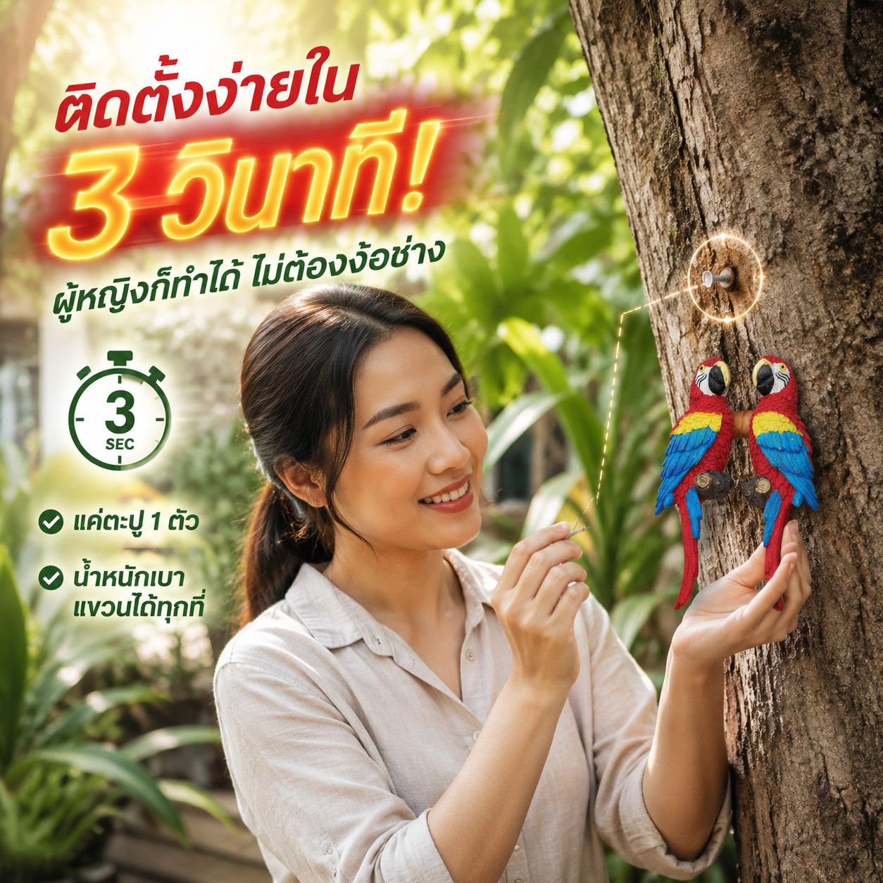ของตกแต่งสวนสไตล์ชนบท รูปปั้นนกแก้วจำลอง