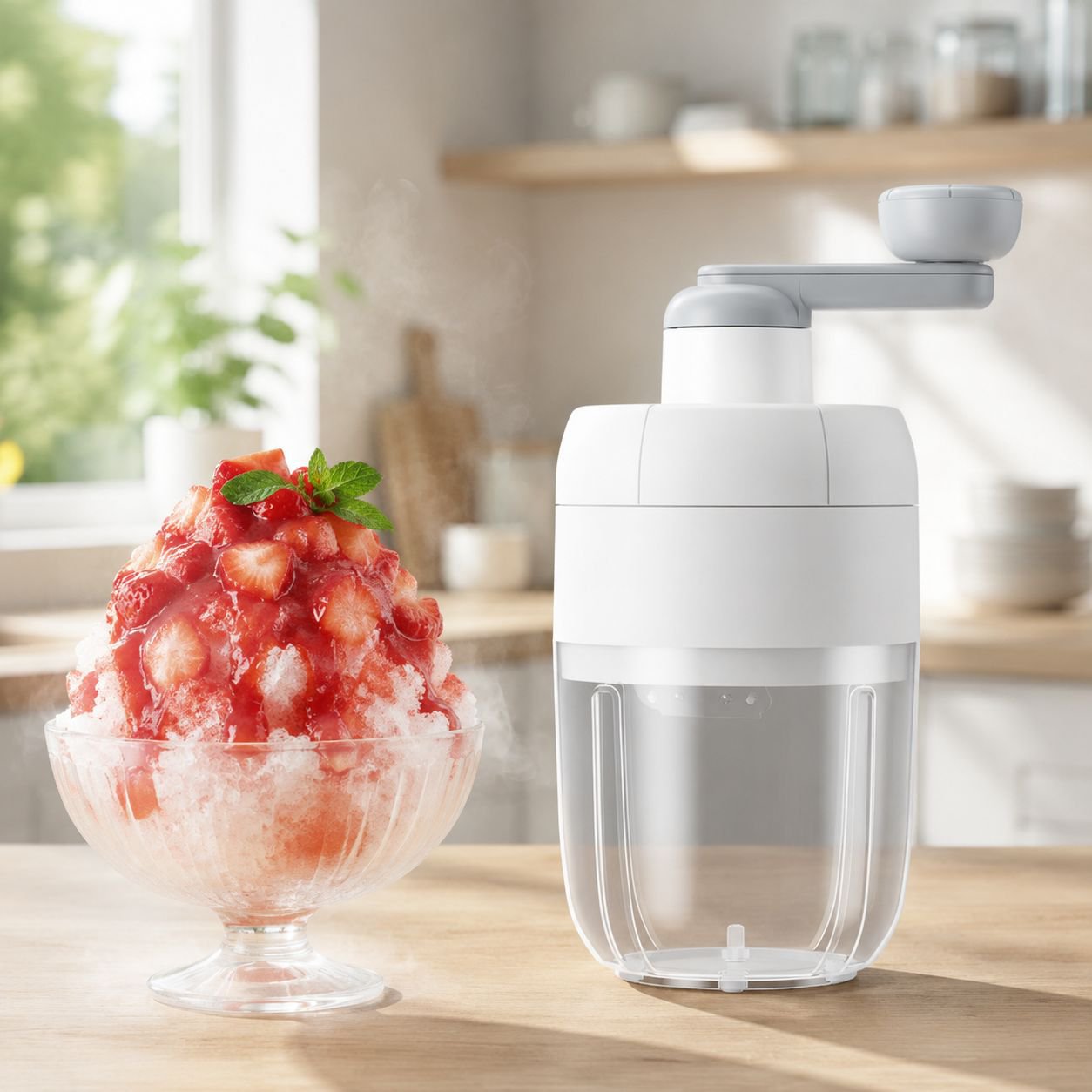 Home Shaved Ice Machine Sealed Ice Box with Non-Slip Foot Pads