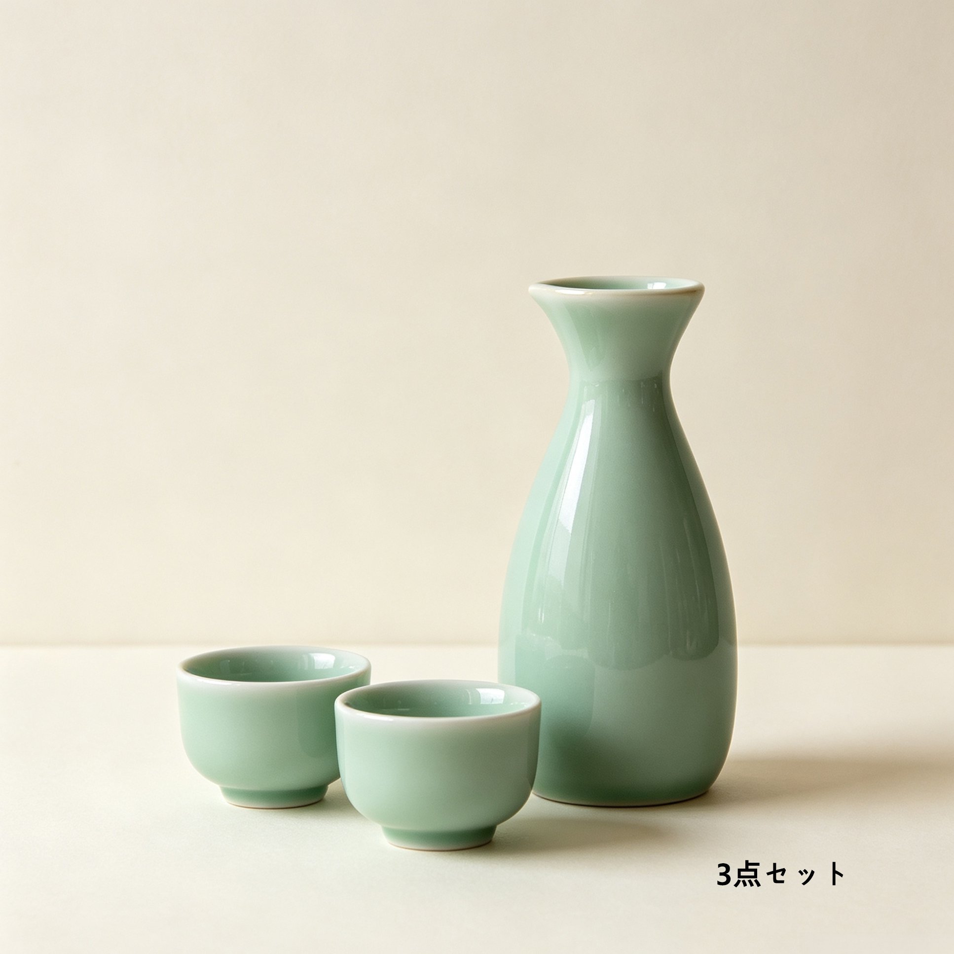 青磁釉色ティーセットの全体写真