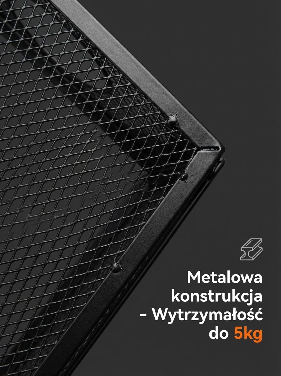 Szczegóły konstrukcji półki do organizacji kabli