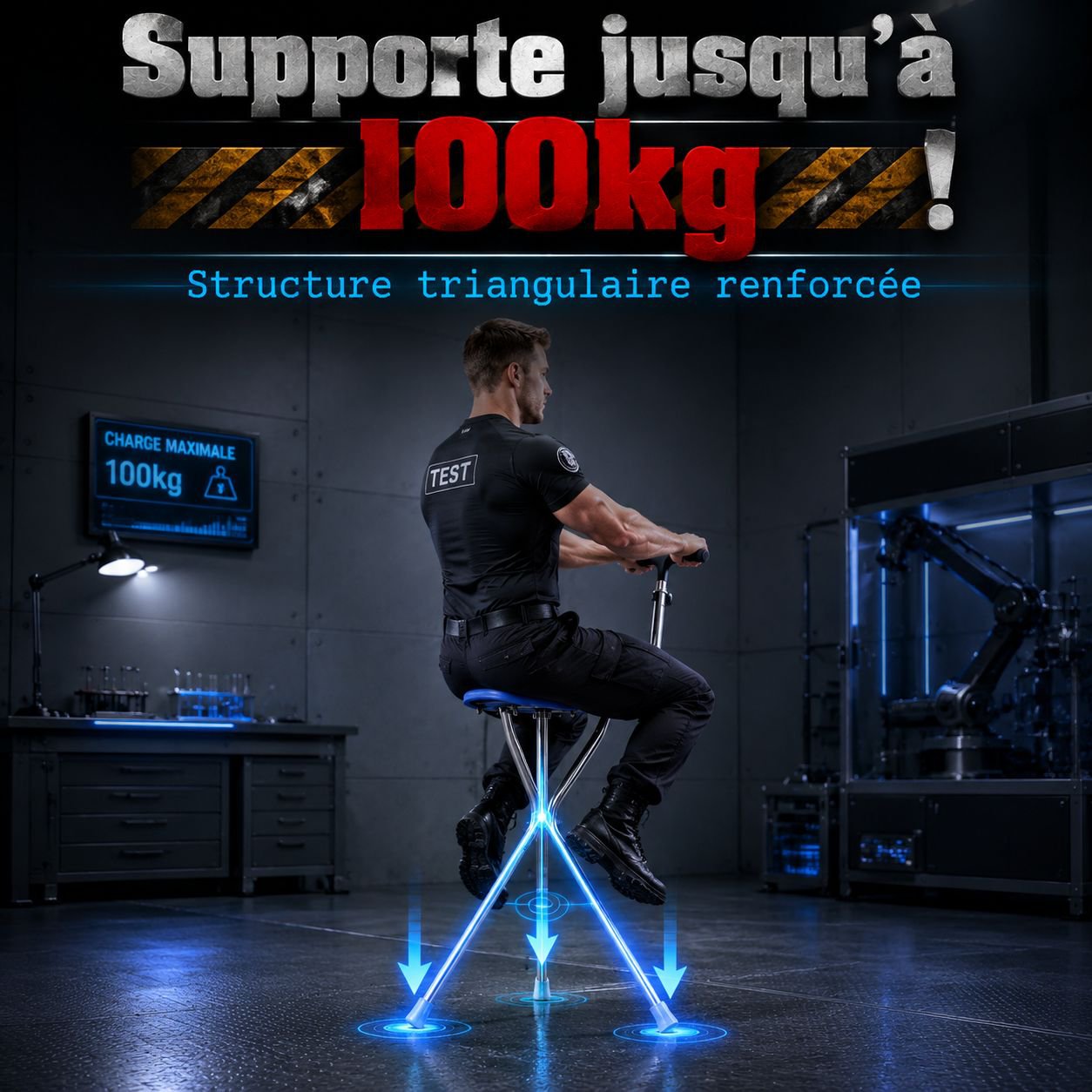 Tabouret Canne Pliable Triangulaire Renforcé