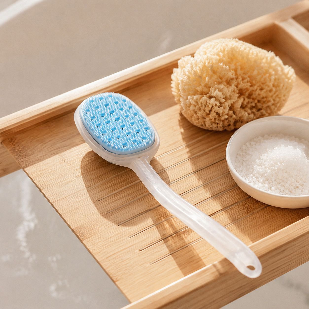 Bath magic scrubber producing thick foam