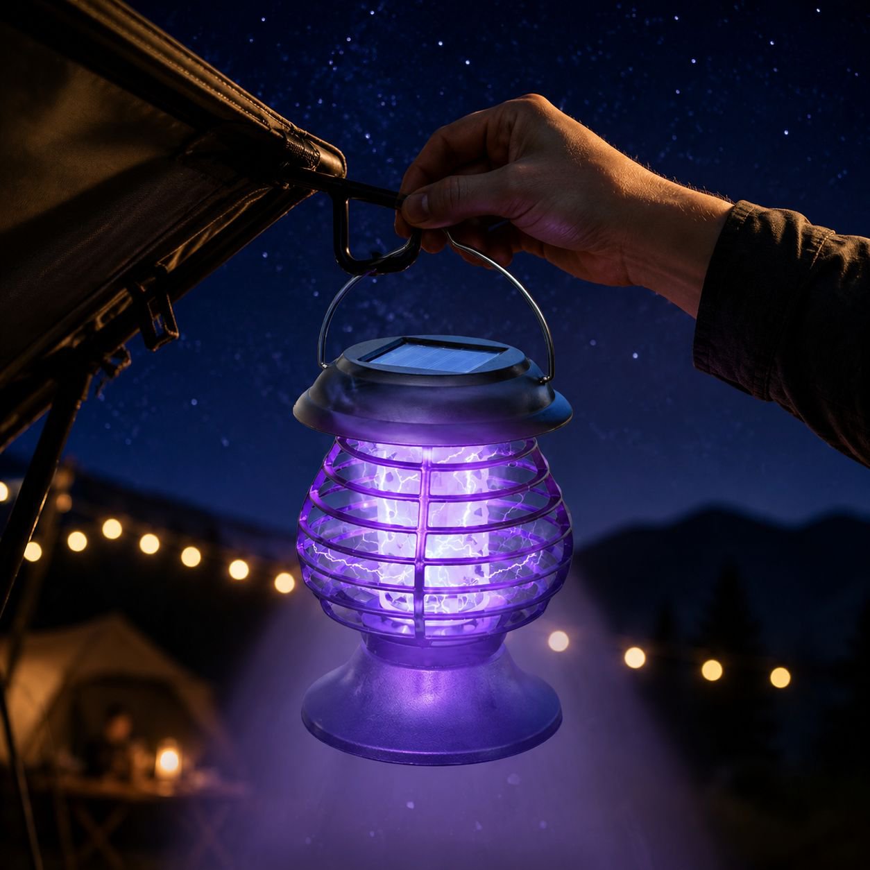 Tragbare solarbetriebene Garten-Mückenlampe, hängbare Außenleuchte
