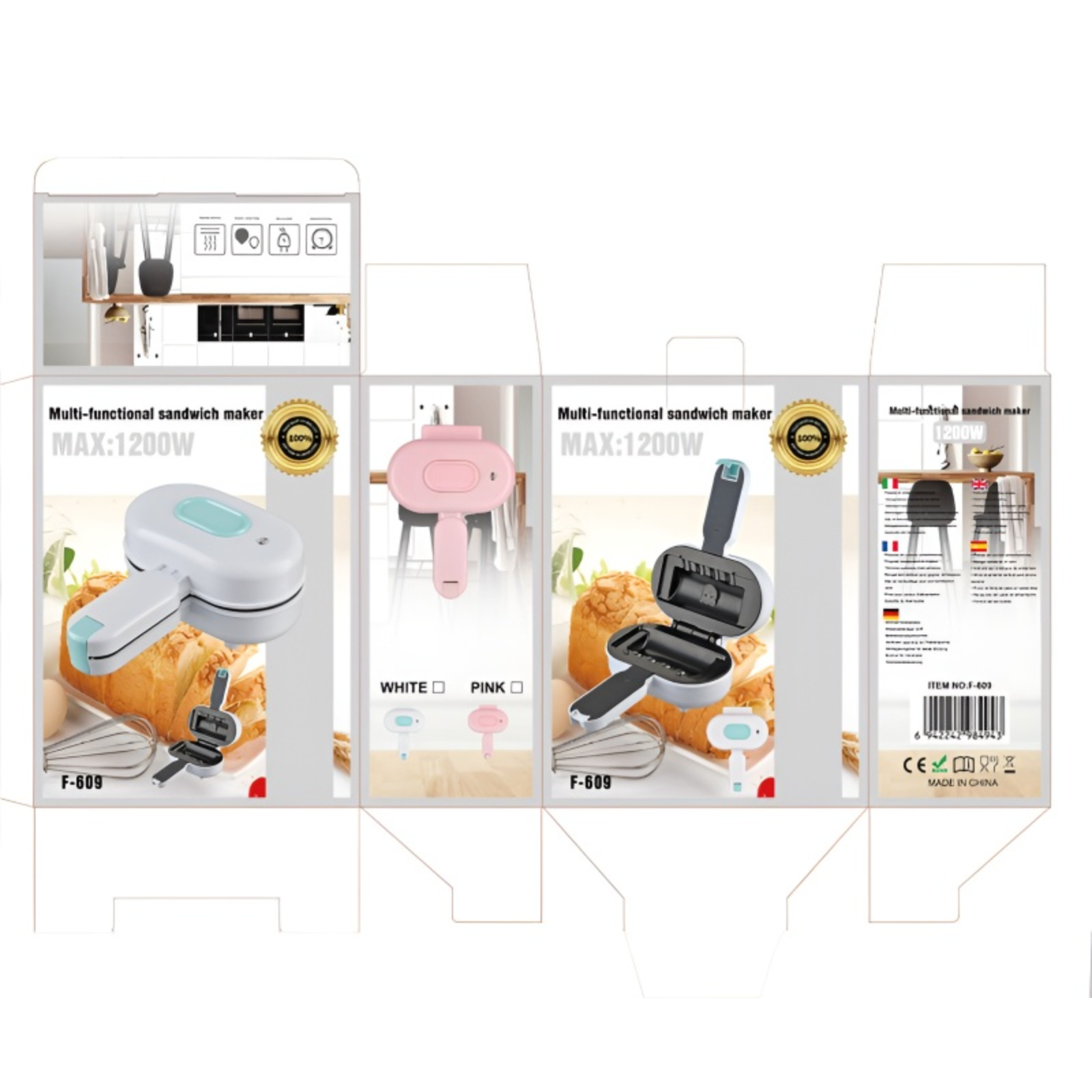 多機能サンドイッチ朝食メーカー 家庭用ミニトースター ワッフルメーカー