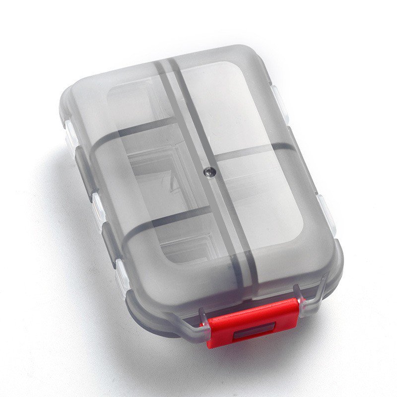 Portable transparent 10-compartment sealed pill box