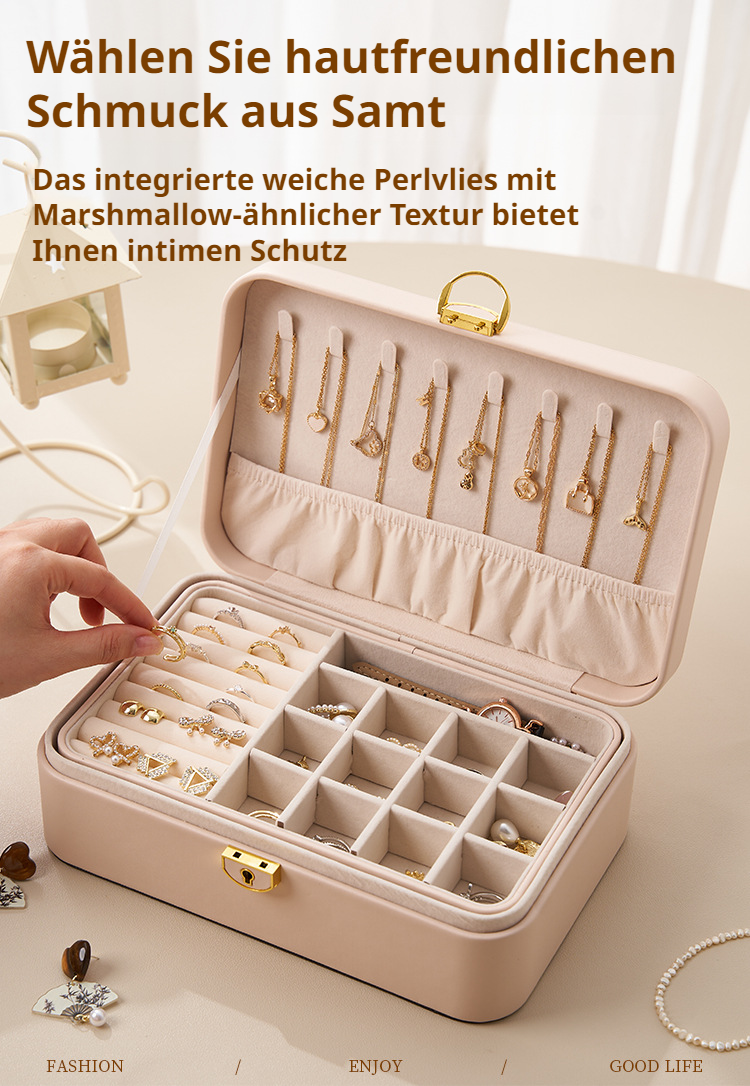 Kompaktes Schmuckkästchen zur Organisation von Ringen und Ohrringen