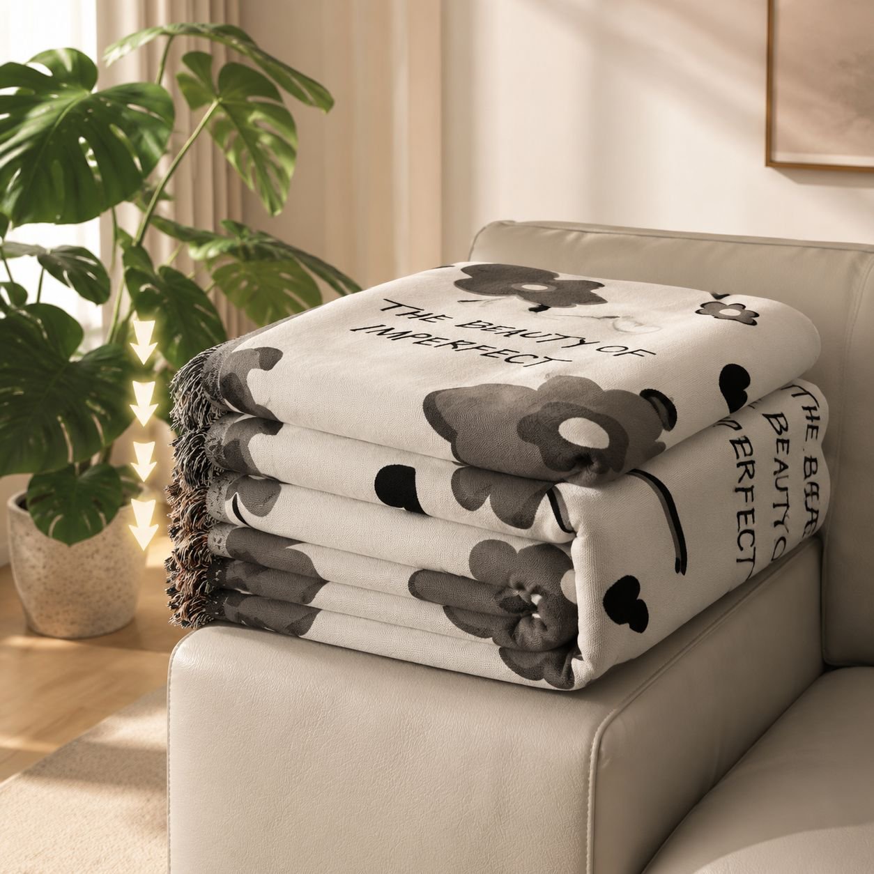Elegant full-coverage sofa protector on couch