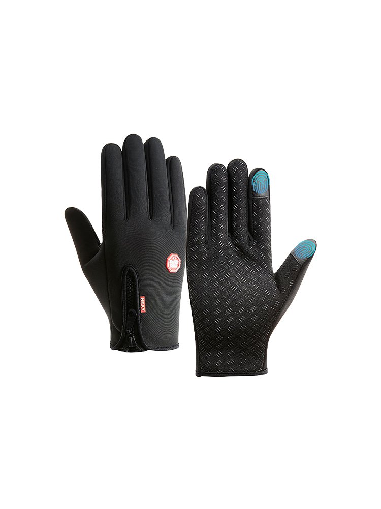 Guantes con forro, cremallera impermeable y a prueba de viento, con pantalla táctil.