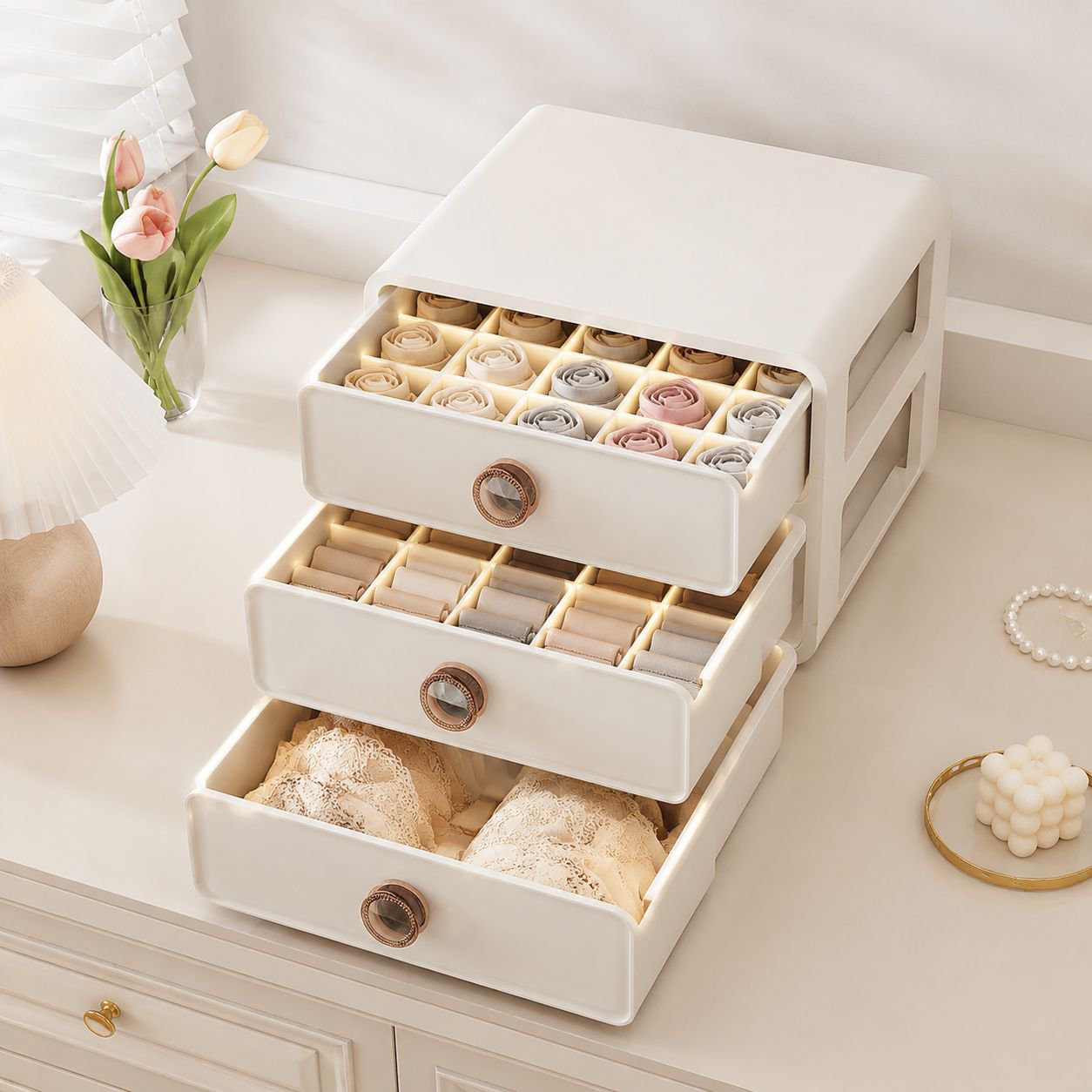 Stylish socks and underwear organizer with fresh aroma